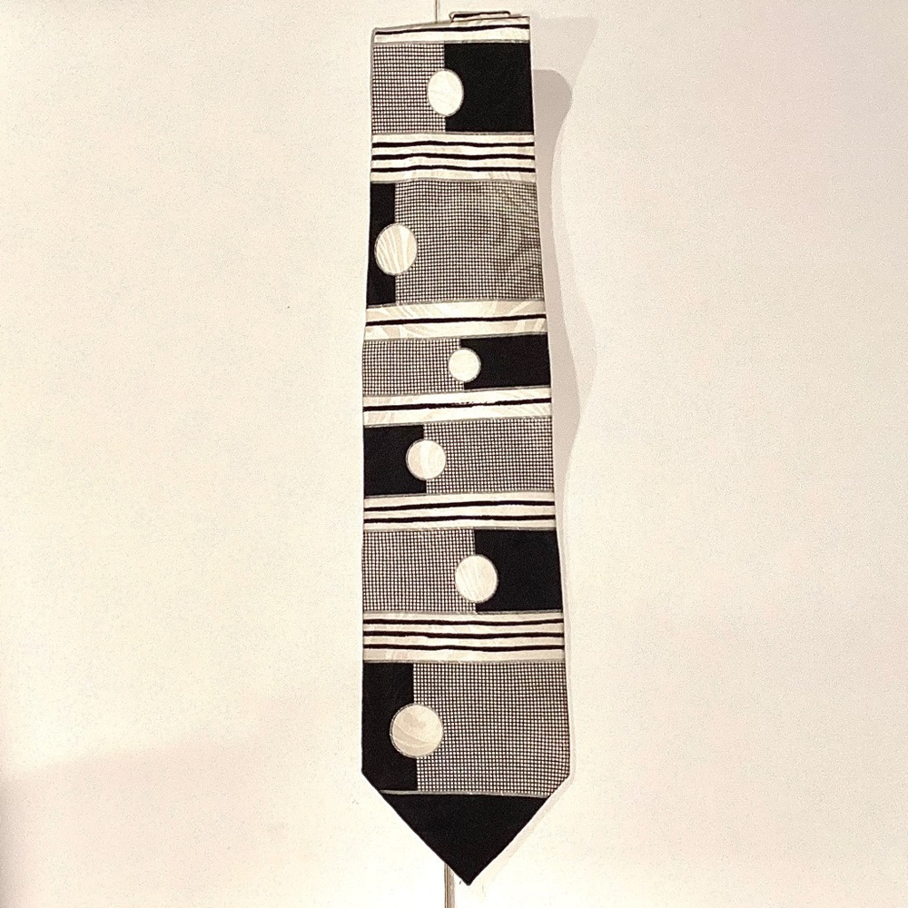 Pierre Balmain Geometric Black and White Men's Tie